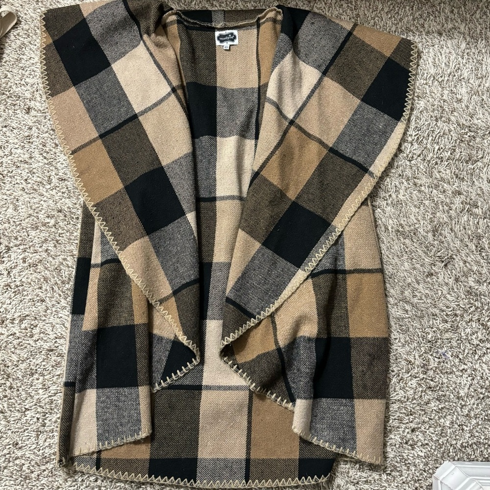 Mudpie Plaid Cape Vest
